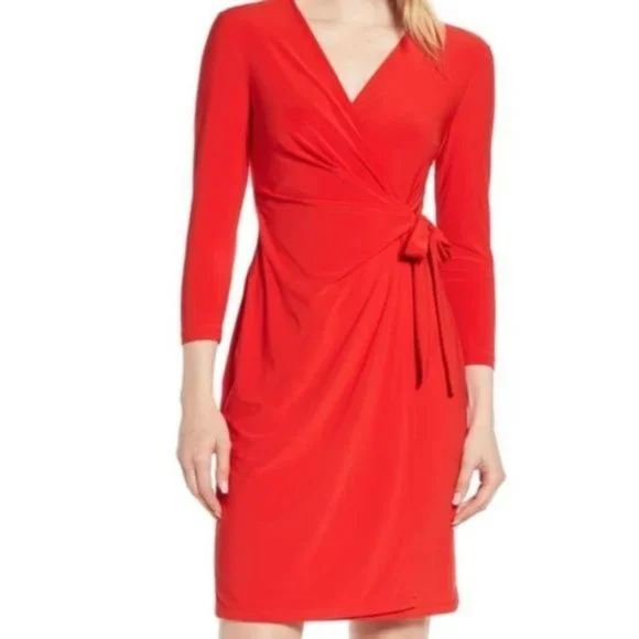 anne klein red wrap dress Anne Klein | Dresses | Nwt Anne Klein Faux Wrap Red Dress Size 6